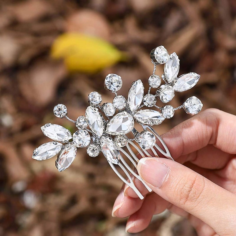 Catery Crystal Wedding Hair Comb Rhinestone Bridal Hairpieces Bridesmaid Clips Accessories for Brides and Women (A Silver) - Image 5